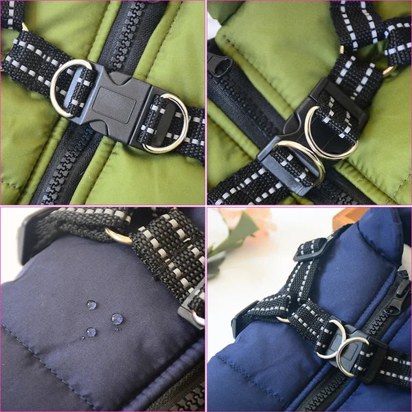 Winter Dog Coat with Built-In Harness