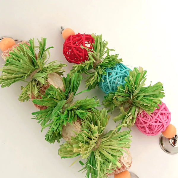 Natural Corn Husk Ball & Cob Foraging Toy — Bird Chew Toy