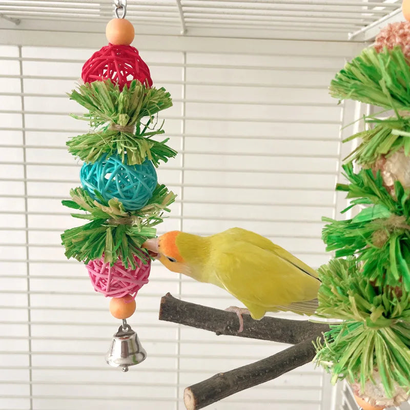 Natural Corn Husk Ball & Cob Foraging Toy — Bird Chew Toy