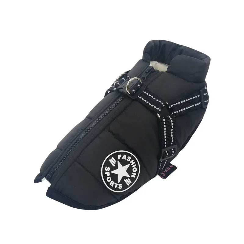 Winter Dog Coat with Built-In Harness