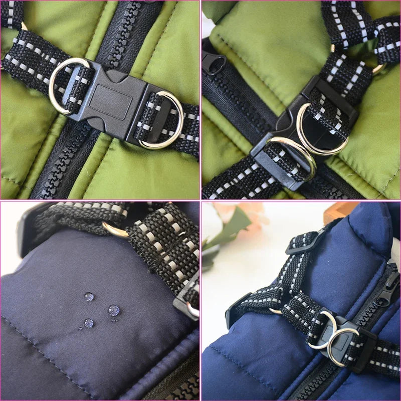 Winter Dog Coat with Built-In Harness