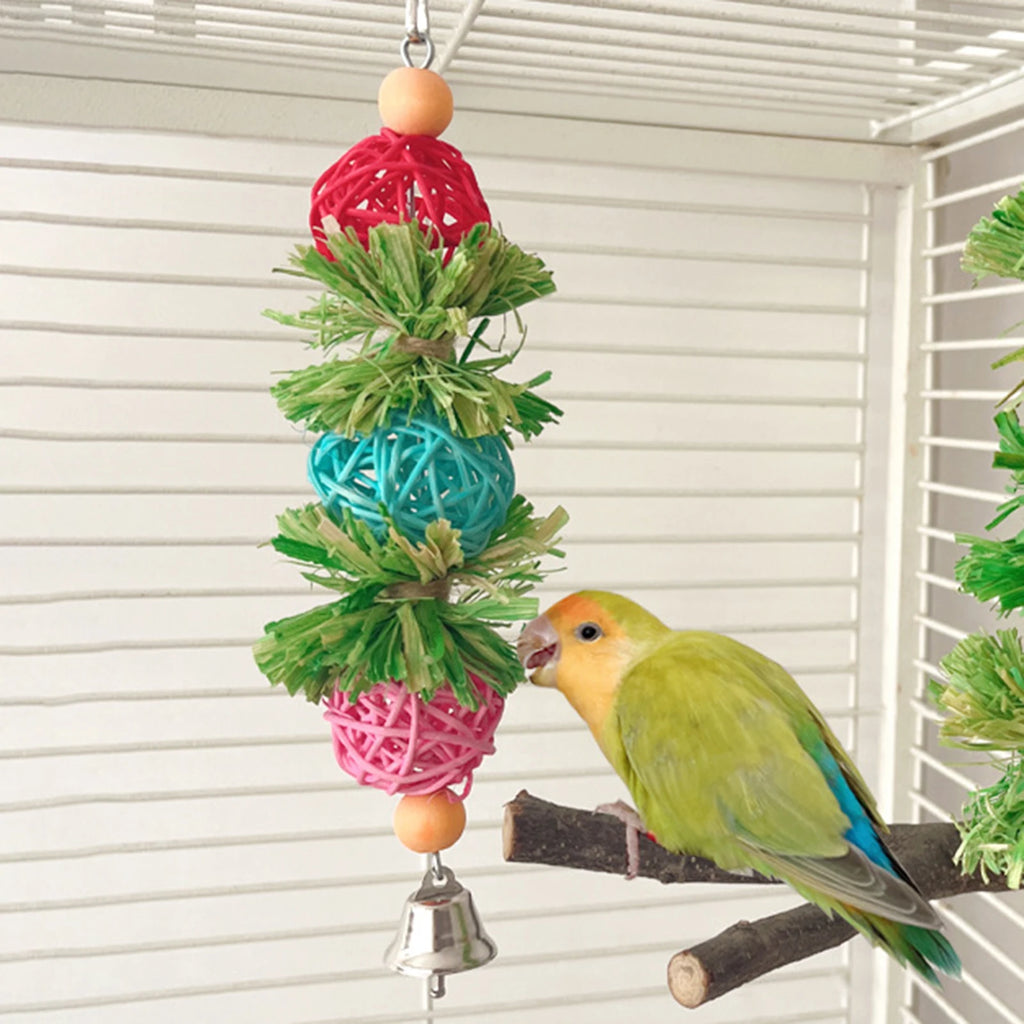 Natural Corn Husk Ball & Cob Foraging Toy — Bird Chew Toy