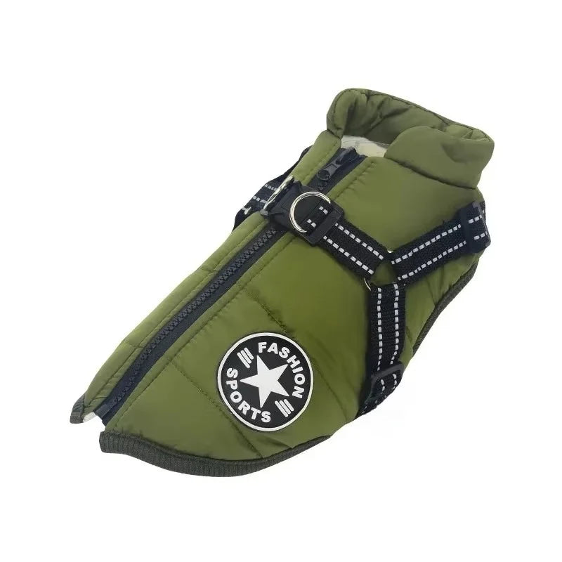 Winter Dog Coat with Built-In Harness