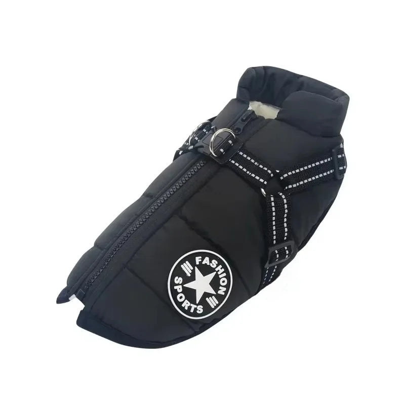 Winter Dog Coat with Built-In Harness