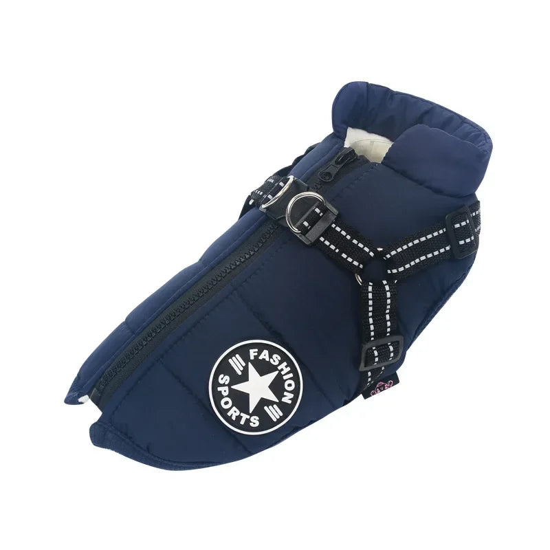 Winter Dog Coat with Built-In Harness