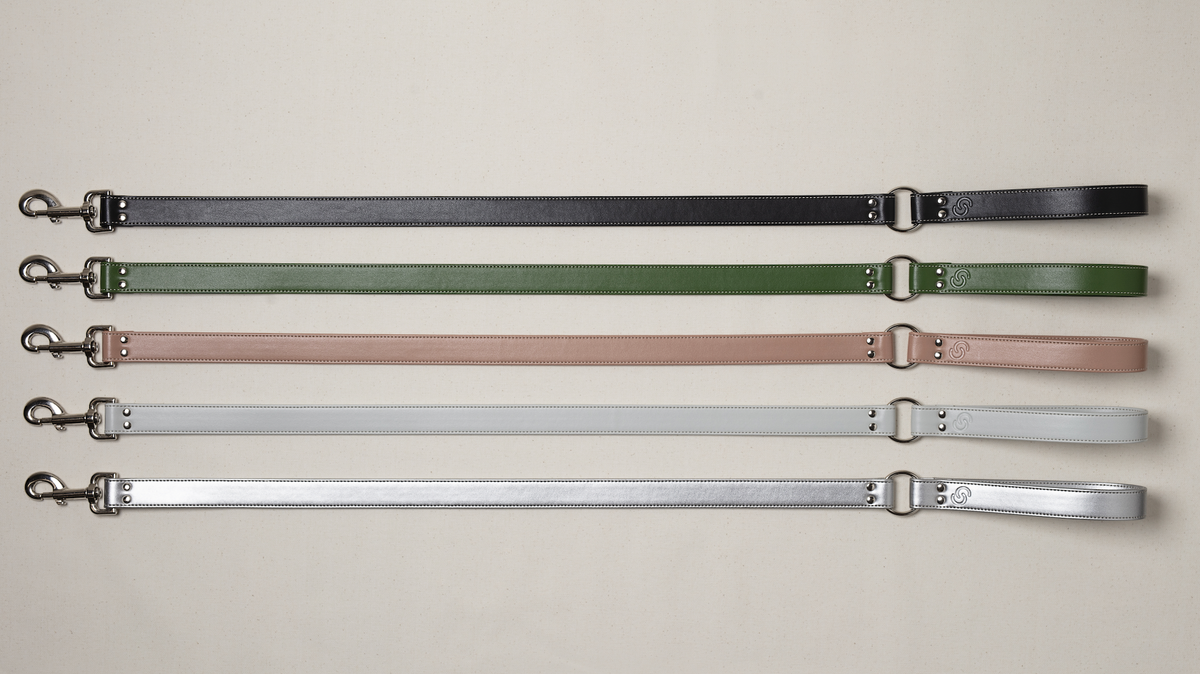Black Vegan Apple Leather Dog Lead, PETA-approved vegan leather lead