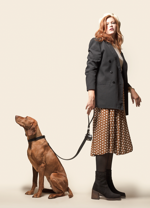 Black Vegan Apple Leather Dog Lead, PETA-approved vegan leather lead