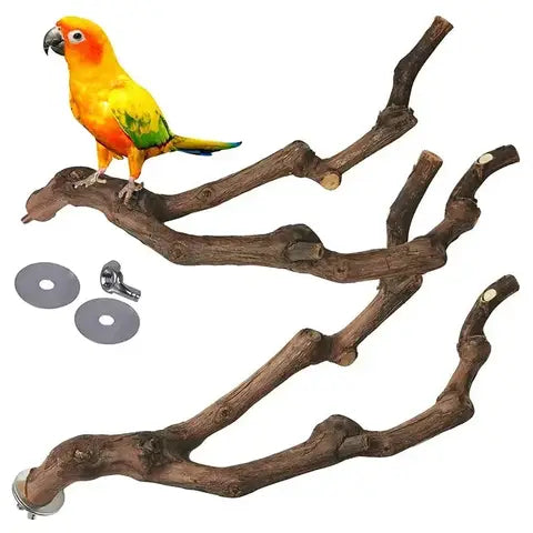 Grip & Grind Parrot Perch, natural wood