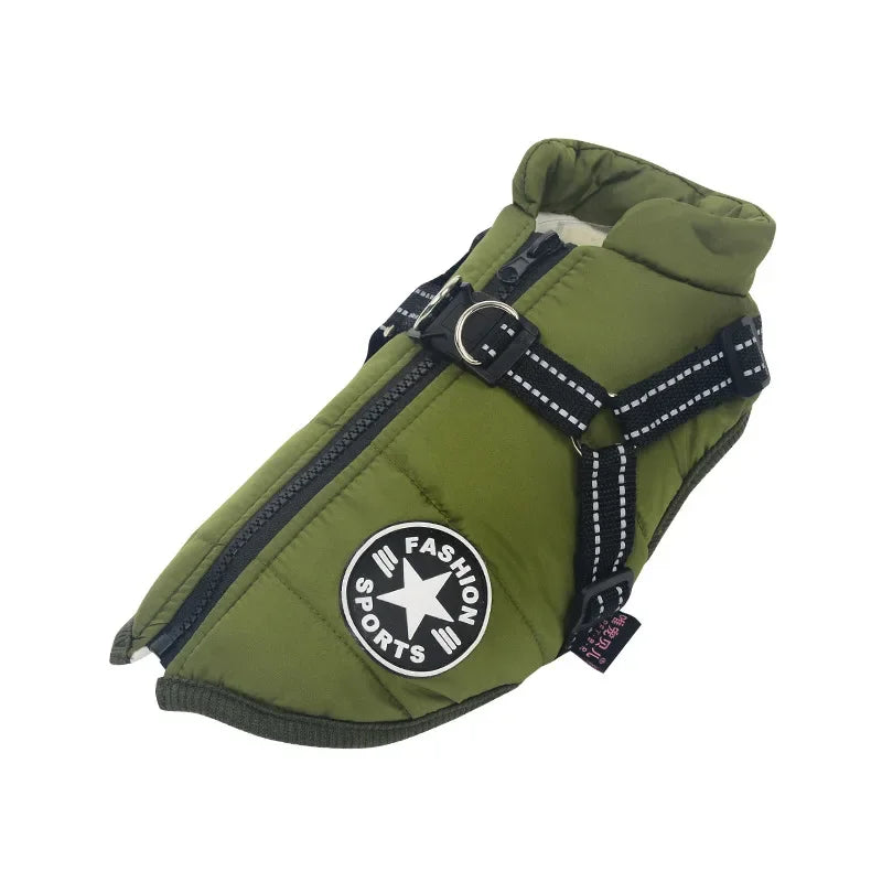 Winter Dog Coat with Built-In Harness