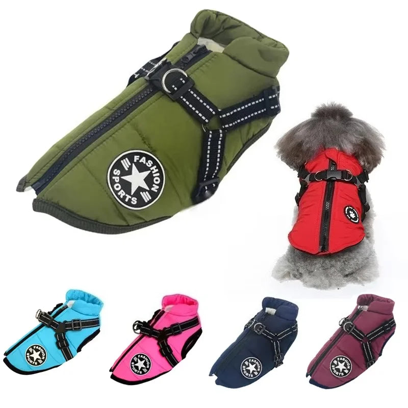 Winter Dog Coat with Built-In Harness